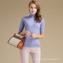 Audult Custom Half Sleeve Turtleneck Knit Cashmere Wool Sweater For Women